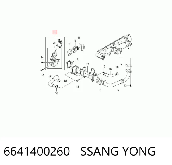 Válvula EGR 6641400260 Ssang Yong