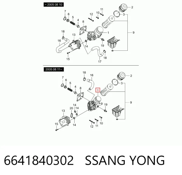 Portafiltro de aceite 6641840302 Ssang Yong