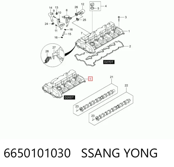 Tapa de balancines 6650101030 Ssang Yong