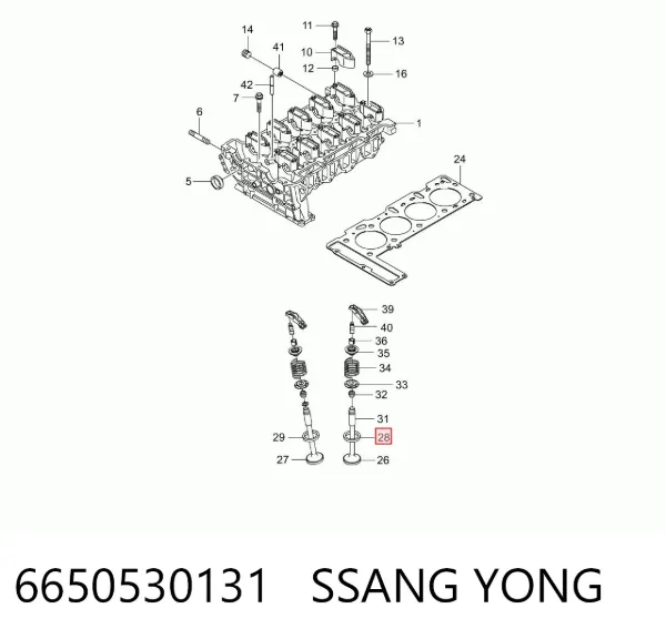 Asiento de válvula de admisión 6650530131 Ssang Yong