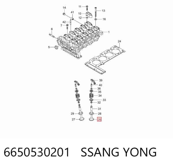 Válvulas de admisión 6650530201 Ssang Yong