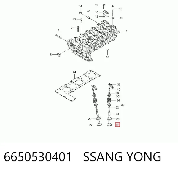Válvulas de admisión 6650530401 Ssang Yong