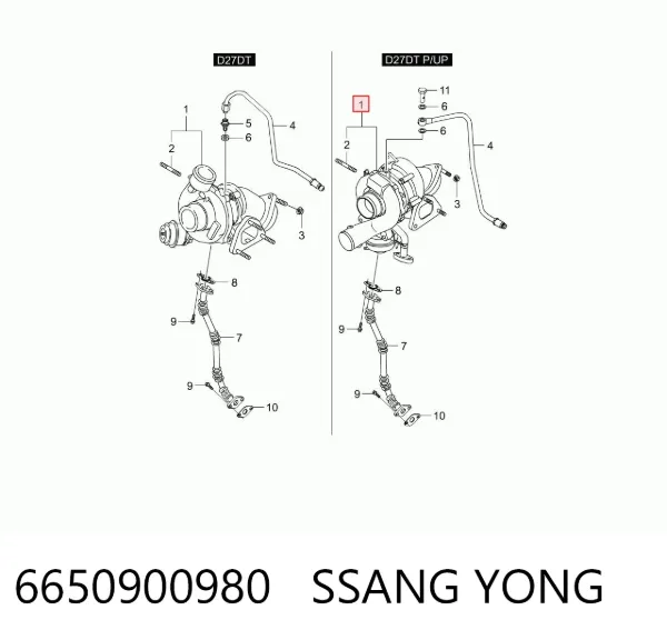 Turbocompresor 6650900980 Ssang Yong