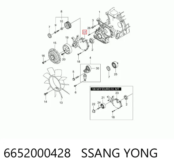 Soporte del acoplamiento viscoso del sistema de refrigeración 6652000428 Ssang Yong