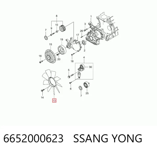 Ventilador del radiador 6652000623 Ssang Yong