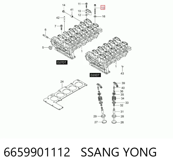 Tornillo culata 6659901112 Ssang Yong