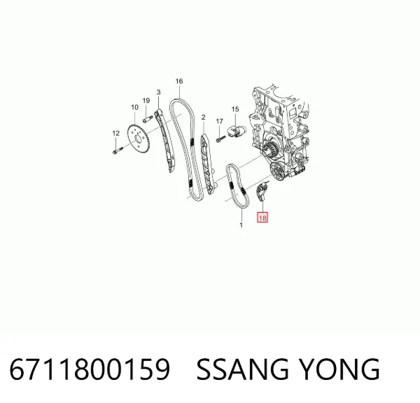 Tensor de cadena de distribución 6711800159 Ssang Yong