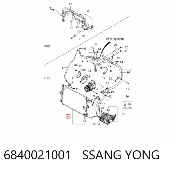Condensador aire acondicionado 6840021001 Ssang Yong