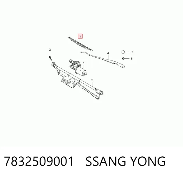 Escobilla del limpiaparabrisas del lado del pasajero 7832509001 Ssang Yong