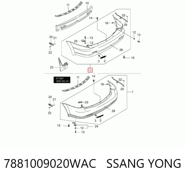 Parachoques trasero SsangYong Kyron 