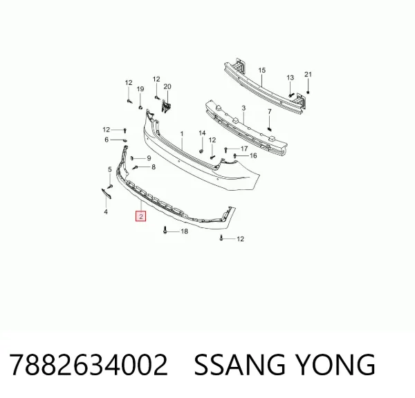 Parachoques trasero, parte inferior 7882634002 Ssang Yong