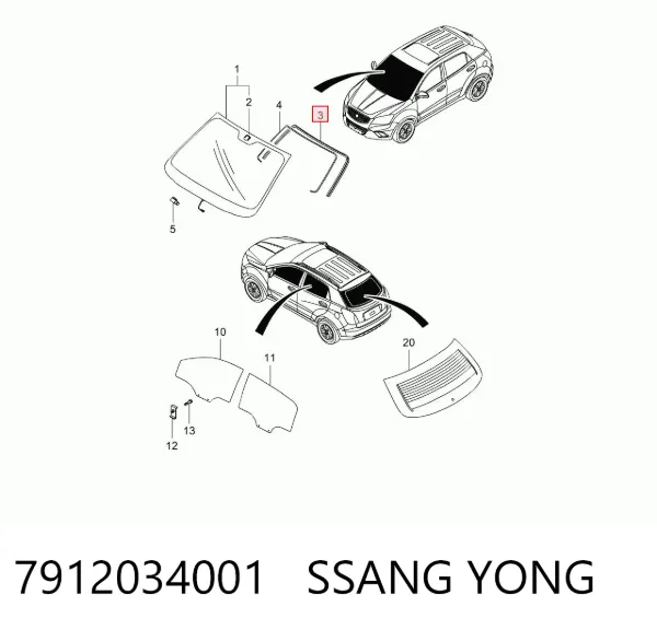 Moldura de parabrisas SsangYong Actyon 