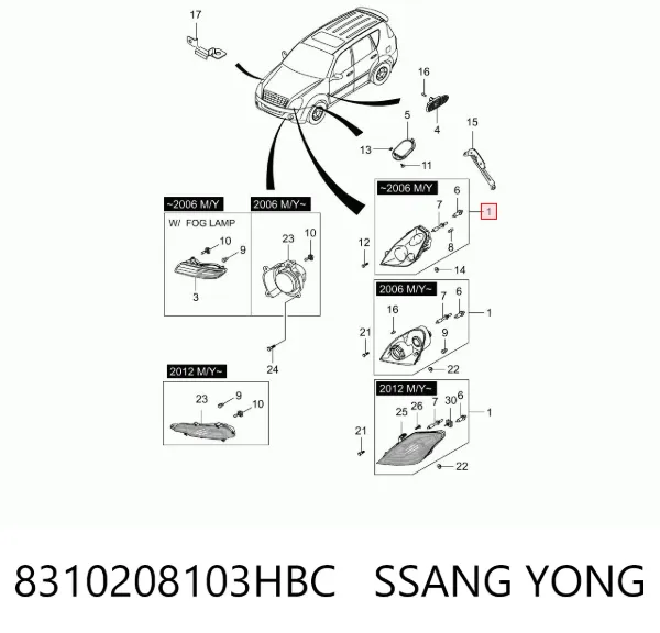 Faro derecho 8310208103HBC Ssang Yong