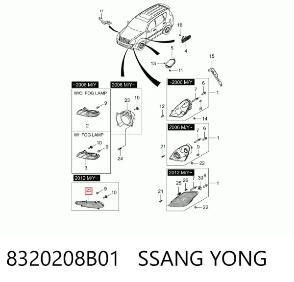 Faro antiniebla derecho 8320208B01 Ssang Yong