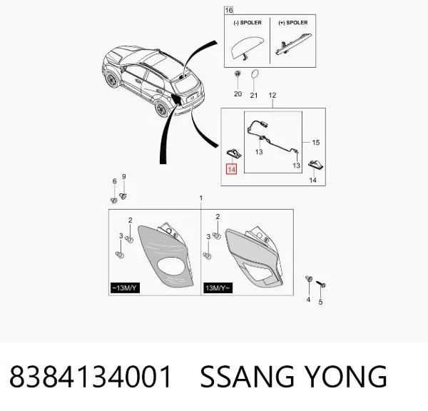 Luz matricula 8384134001 Ssang Yong