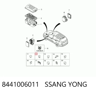 Relé de control del limpiaparabrisas SSANG YONG 8441006011