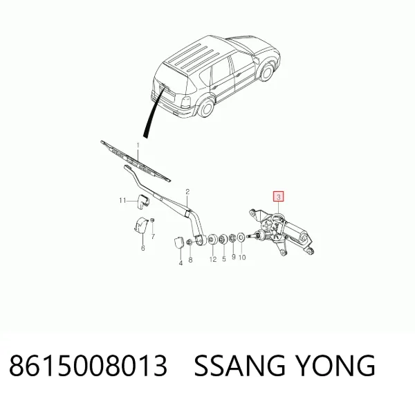 Motor limpiaparabrisas, trasera 8615008013 Ssang Yong