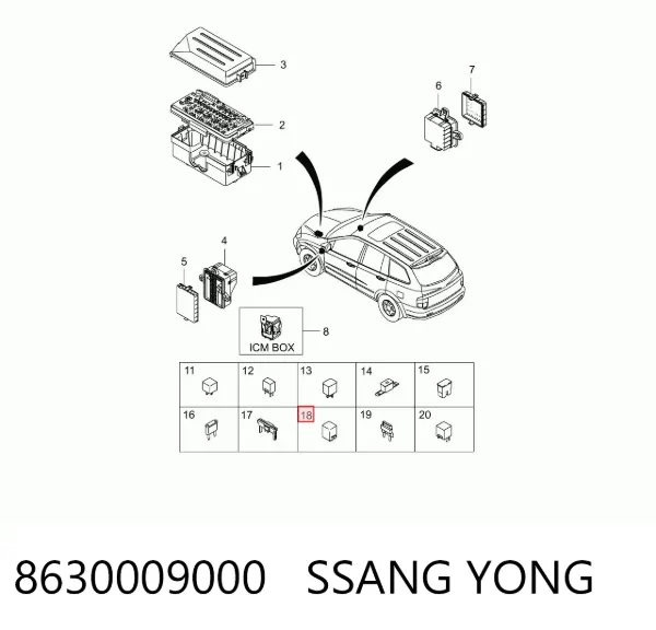 Relé de intermitentes 8630009000 Ssang Yong