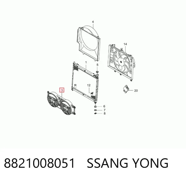 Ventilador del motor 8821008051 Ssang Yong