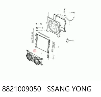 Ventilador eléctrico de refrigeración completo (motor y hélice) SSANG YONG 8821009050