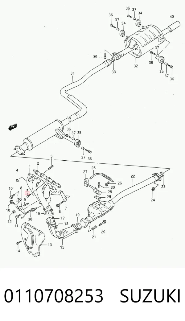 Perno del sistema de escape (silenciador) 0110708253 Suzuki