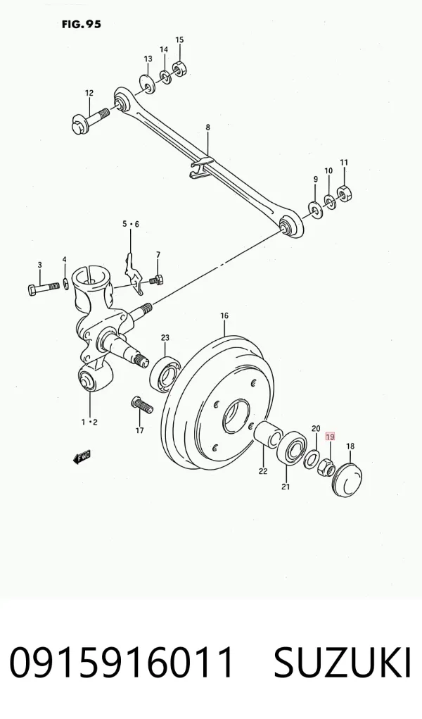 Tuerca del cubo de rueda trasera 0915916011 Suzuki