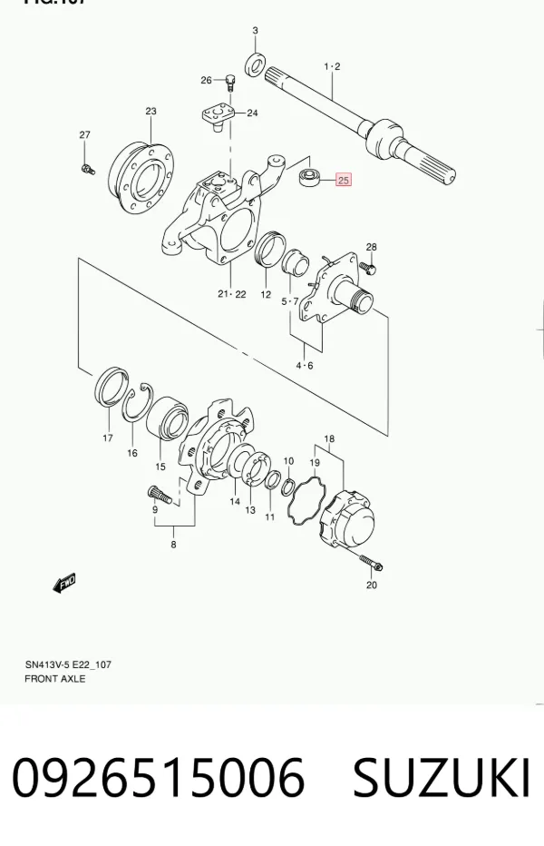 Cojinete de muñón delantero 0926515006 Suzuki