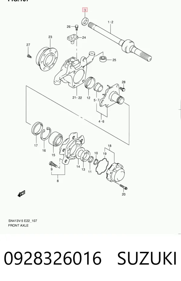Retén del semieje delantero 0928326016 Suzuki