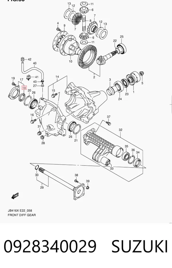 Retén del semieje delantero derecho 0928340029 Suzuki