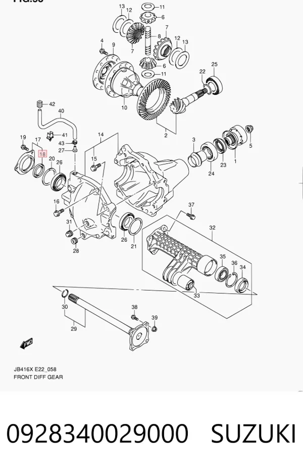Retén del semieje delantero derecho 0928340029000 Suzuki