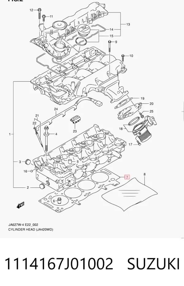 Junta de culata 1114167J01002 Suzuki