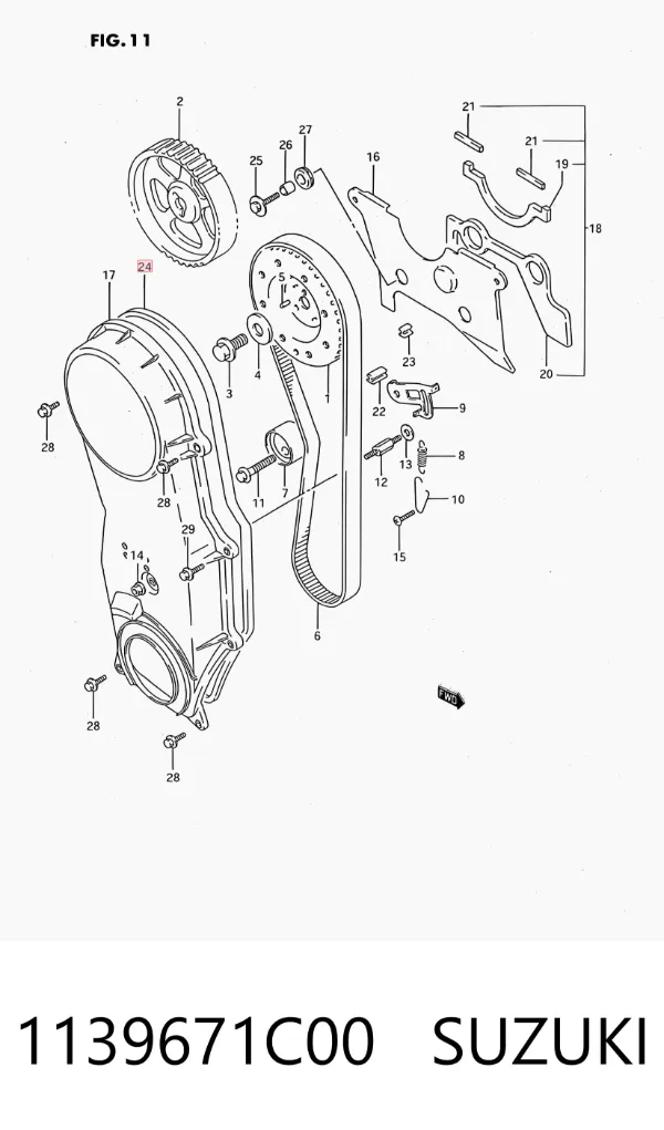 Retén delantero del árbol de levas 1139671C00 Suzuki