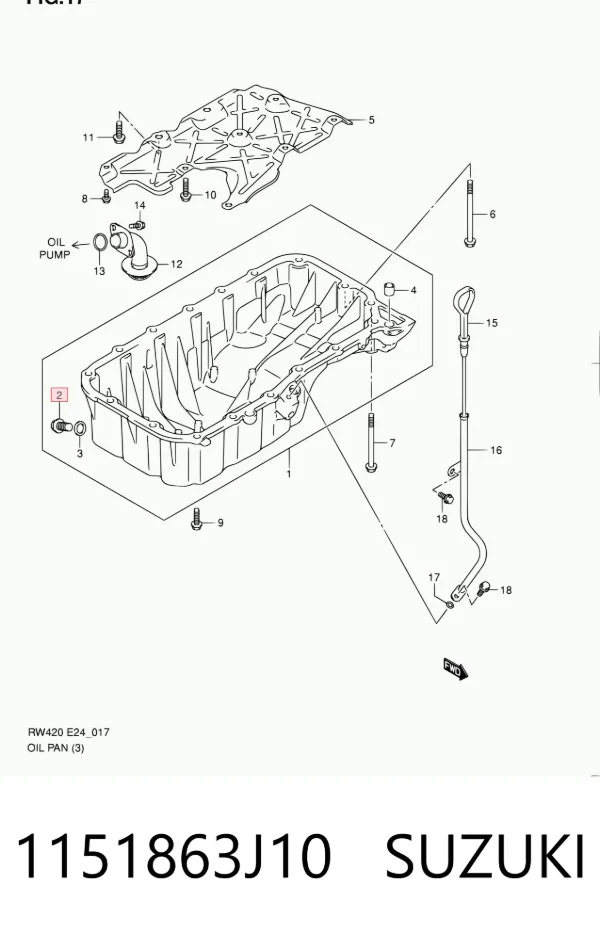 Tapón del cárter de aceite 1151863J10 Suzuki