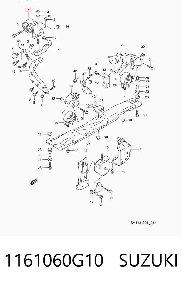Soporte de motor derecho 1161060G10 Suzuki