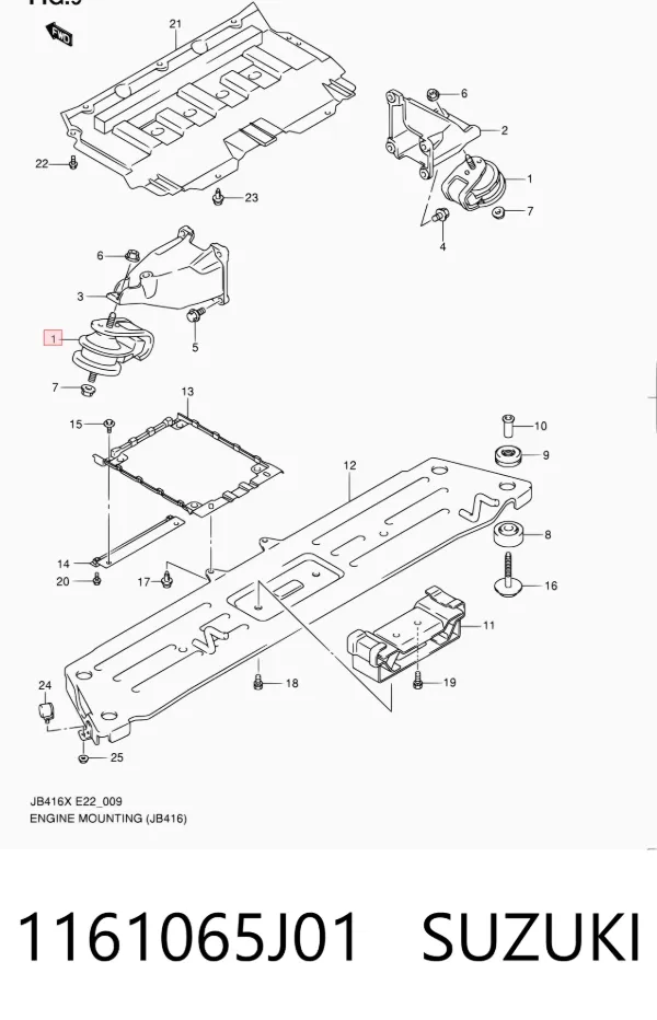 Soporte de motor, Izquierda / Derecha 1161065J01 Suzuki