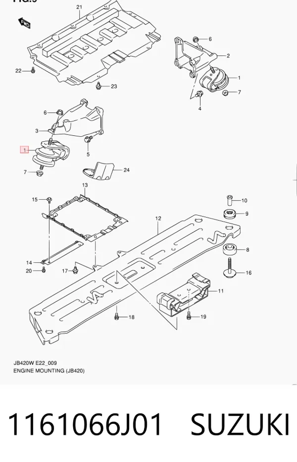Soporte de motor, Izquierda / Derecha 1161066J01 Suzuki