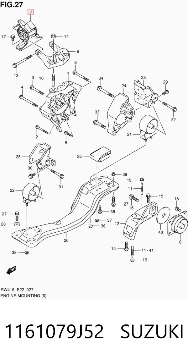 Soporte delantero derecho del motor 1161079J52 Suzuki