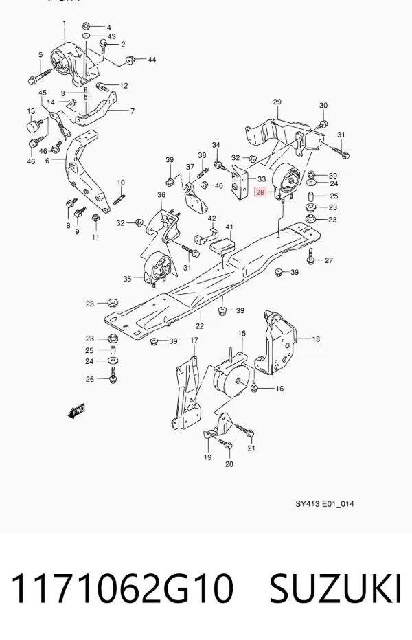 Soporte de motor trasero 1171062G10 Suzuki
