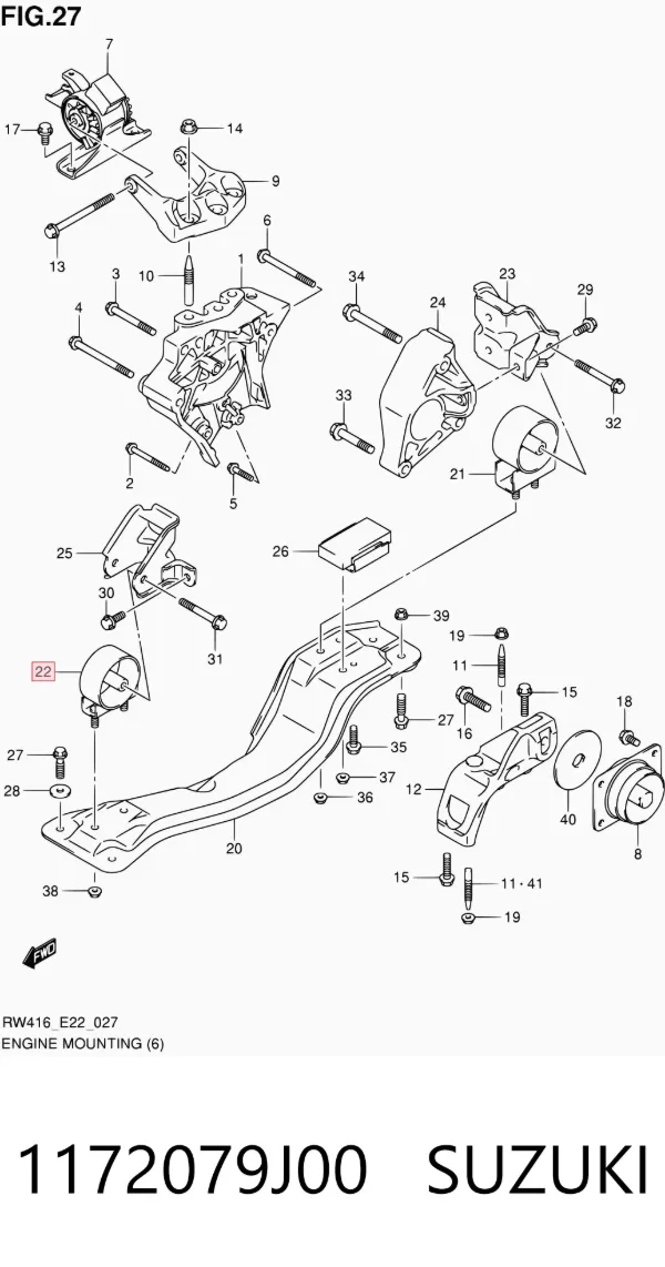 Soporte de motor delantero 1172079J00 Suzuki