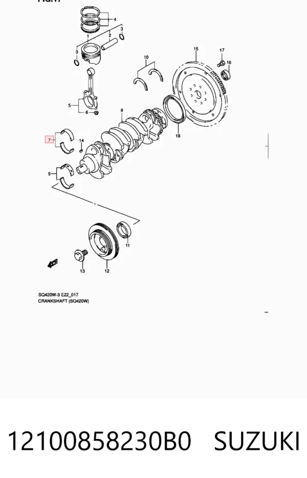 Juego de cojinetes de cigüeñal, estándar, STD 12100858230B0 Suzuki