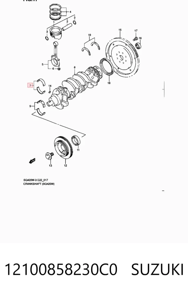 Juego de cojinetes de cigüeñal, estándar, STD 12100858230C0 Suzuki