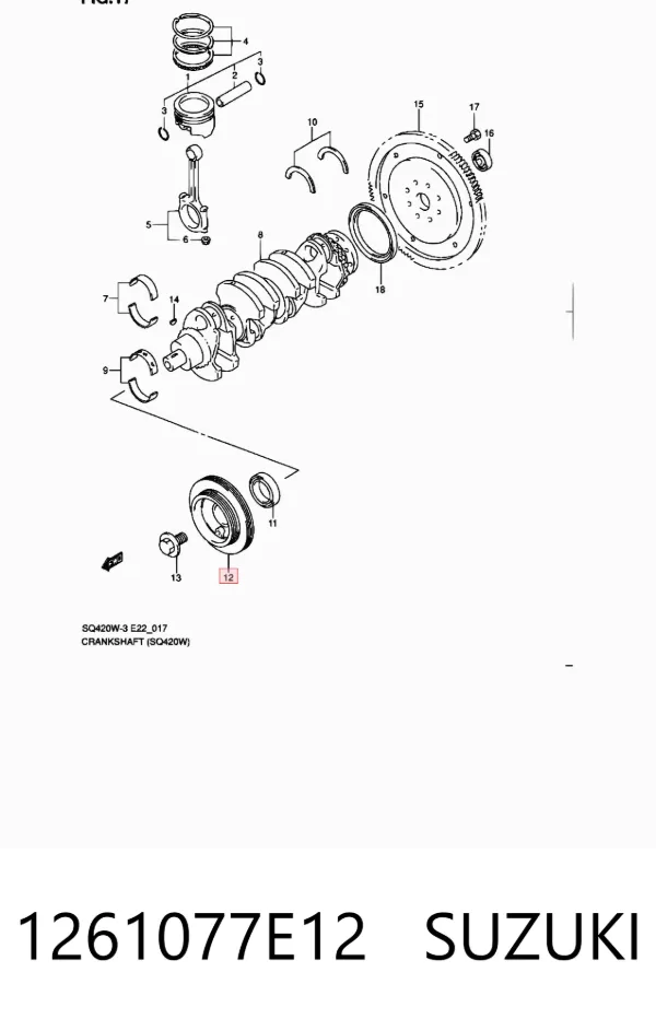 Polea de cigüeñal 1261077E12 Suzuki