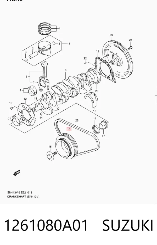 Polea de cigüeñal 1261080A01 Suzuki
