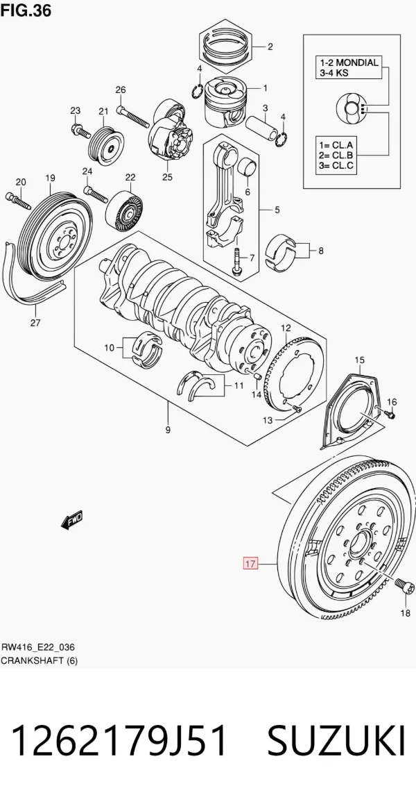 Volante motor 1262179J51 Suzuki