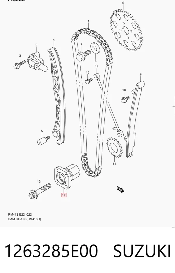 Brida del cigüeñal 1263285E00 Suzuki