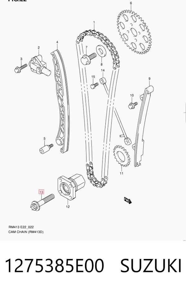 Perno de volante de inercia 1275385E00 Suzuki