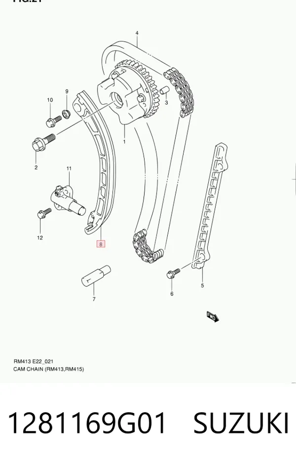 Guía del tensor de la cadena de distribución 1281169G01 Suzuki