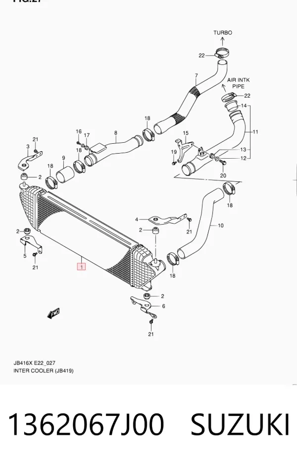 Intercooler 1362067J00 Suzuki