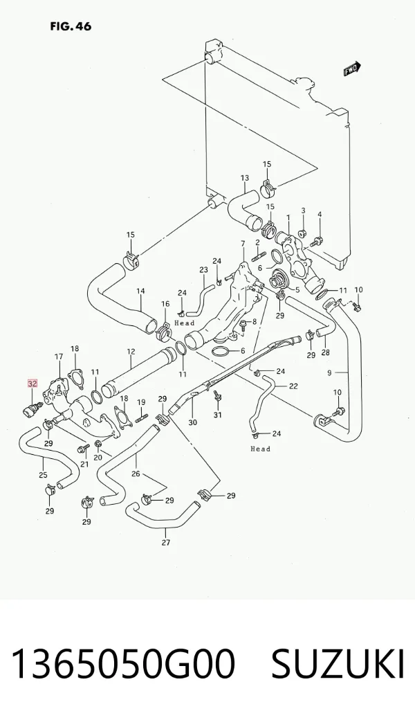 Sensor de temperatura 1365050G00 Suzuki