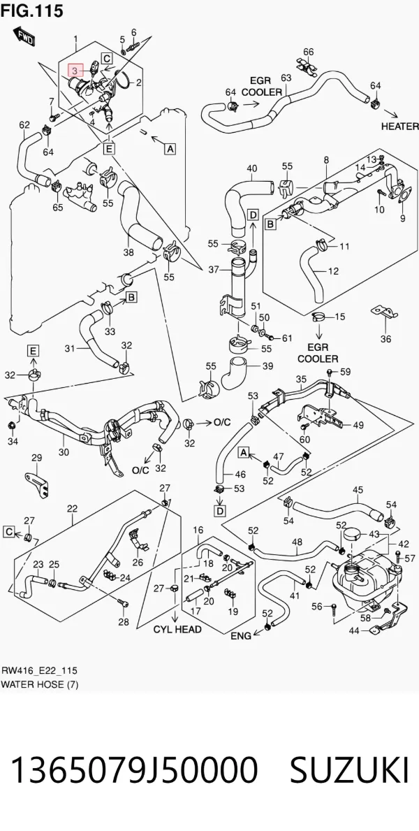 Sensor de temperatura 1365079J50000 Suzuki